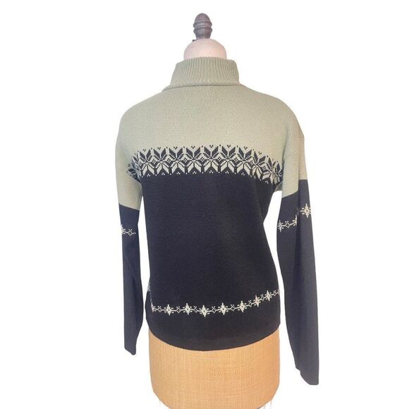 Meister Black Green Nordic Fair Isle Wool Blend Sweater Small - Picture 2 of 5